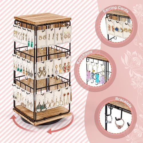 360 Rotating Earring Display Stand with 48 Hooks