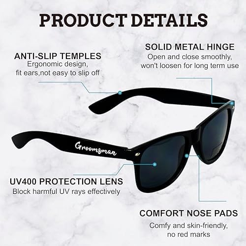 8 Pack Groomsmen Sunglasses - Wedding Accessories
