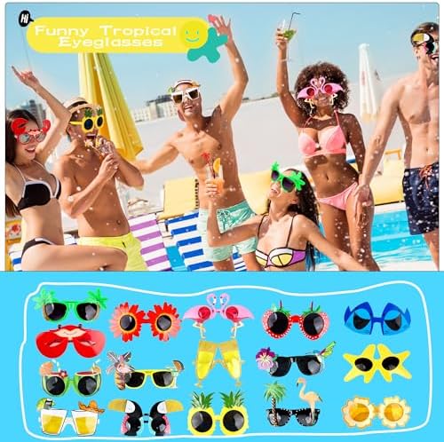 16 Styles Hawaiian Sunglasses for Kids Adults Luau Party Fun Tropical Eyewear