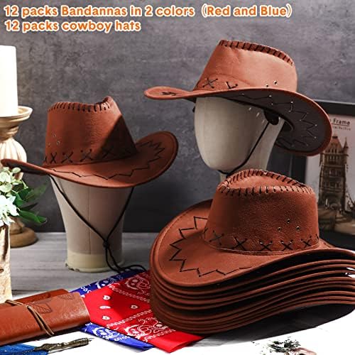 Zhanmai 24 Pcs Cowboy Hats With Bandana Party Pack