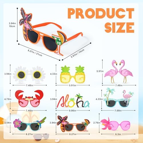Hawaiian Luau Party Sunglasses Set 9 Pairs