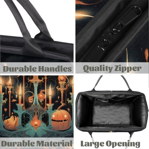 Halloween Pumpkin Candle Gym Bag for Women Men