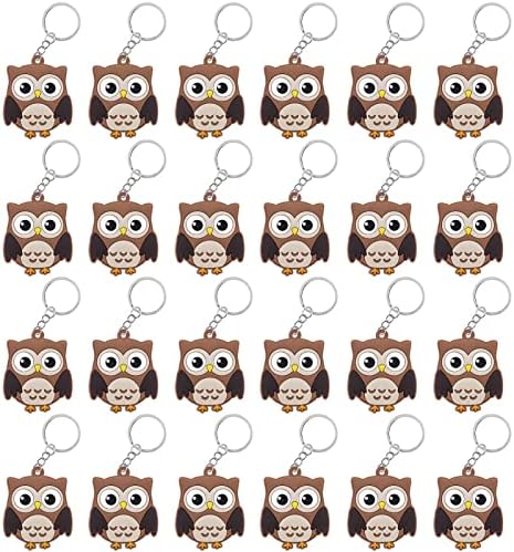 CiciBear 24 Owl Keychains - Forest Jungle Safari Party Decor