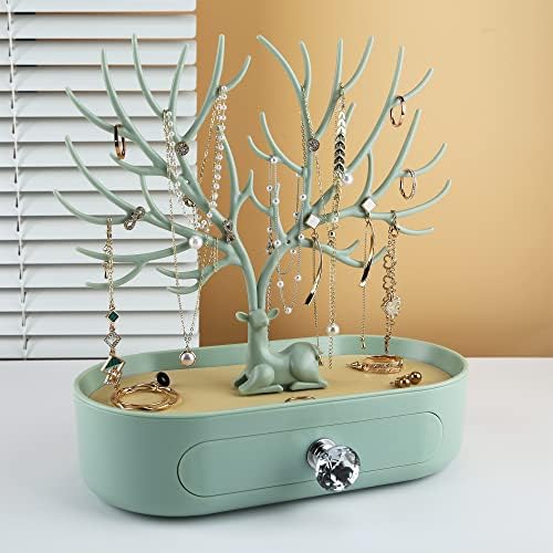 MORELESS Antlers Jewelry Display Stand with Drawer and Crystal Handle