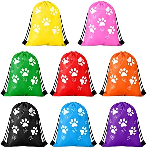 Weewooday 16 Pcs Paw Print Drawstring Backpack Bags