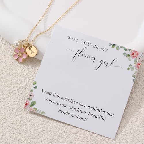 Flower Girl Proposal Initial Letter Necklace