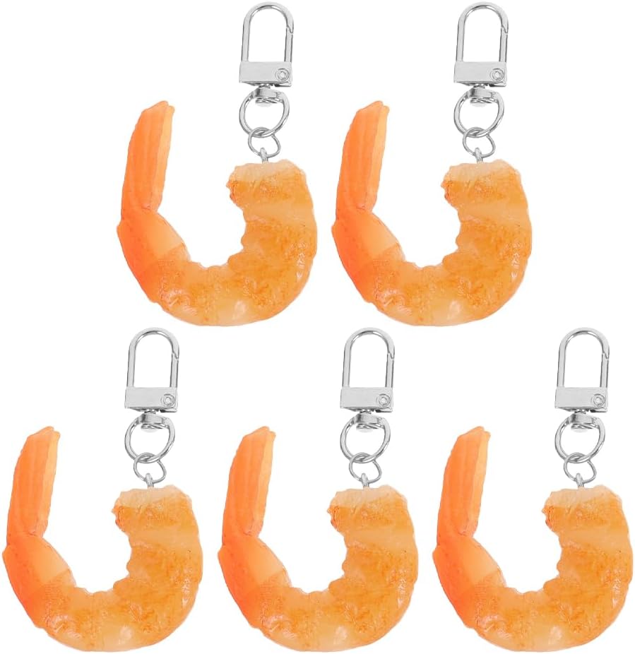 LOGOFUN 20 Pcs Fake Shrimp Keychains for Bags and Backpacks