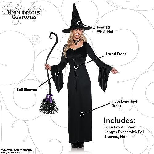 Underwraps Witch Costume for Women - Halloween Costume Dress with Hat