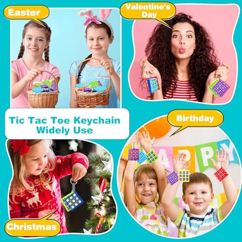 24 Pack Mini Tic Tac Toe Keychain Multicolors