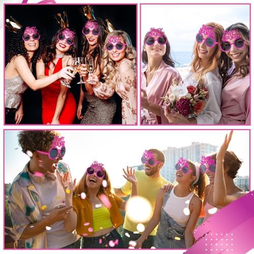 2025 Happy New Year Eyeglasses Glitter Round Funny Party Glasses