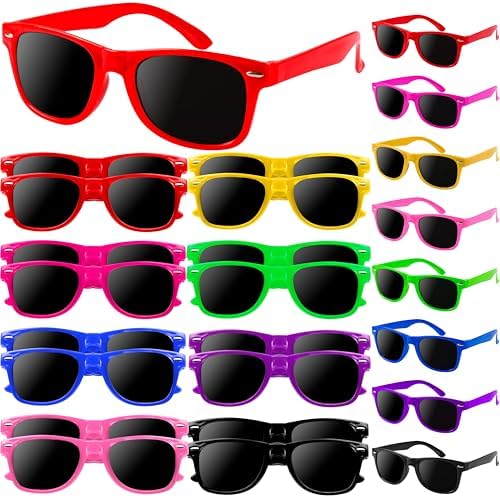 16 Pcs Kids Sunglasses Bulk Neon UV400 Protection for Summer Pool Party