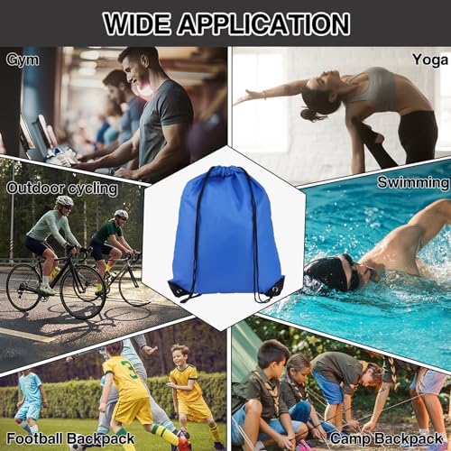 COIDEA Drawstring Backpack 6Pcs Black Gym Bags for Sports Travel