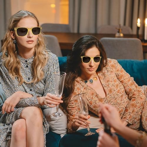 6 Pack Retro Gold Sunglasses for Men Women Party Supplies