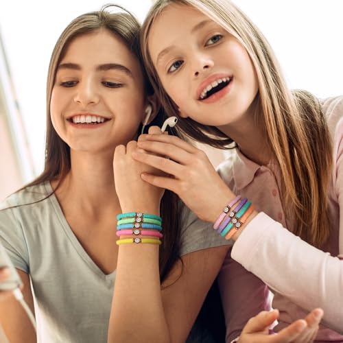 Colorful Stackable Beaded Bracelets for Girls