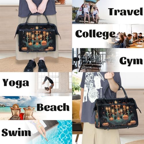 Halloween Pumpkin Candle Gym Bag for Women Men