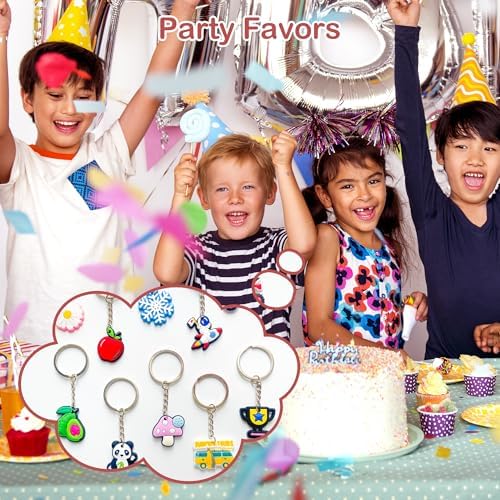 Jongdari 20pcs Cute Kids Keychains with Cartoon Designs