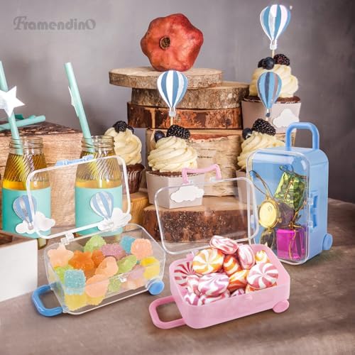 Framendino 8 Pack Plastic Mini Suitcase Jewelry Boxes