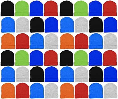 48 Pack Kids Winter Beanies for Cold Weather