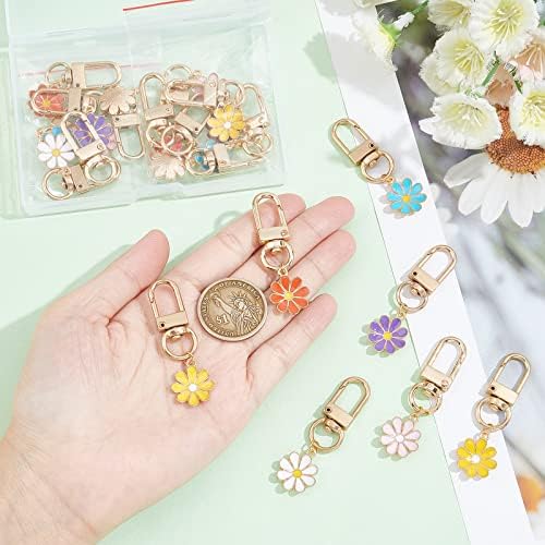 PH PandaHall 24pcs Daisy Enamel Keychain Set