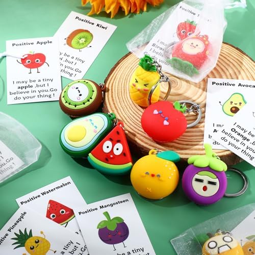 Quelay Inspirational Fruit Keychain Set Bulk Gift