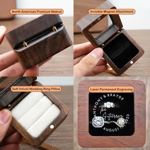 Personalized Wooden Ring Box with Name and Date