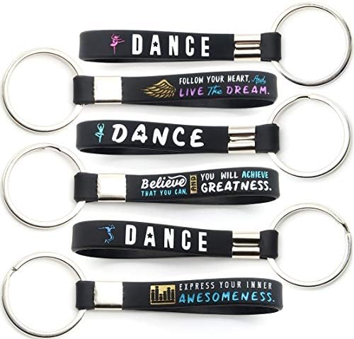 12-Pack Dance Keychains with Motivational Quotes