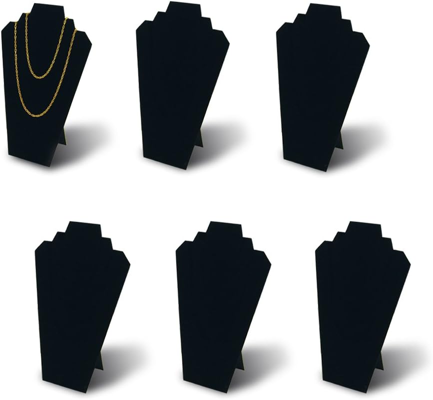 6pcs Pack Black Velvet Jewelry Display Stand with Reinforced Bracket