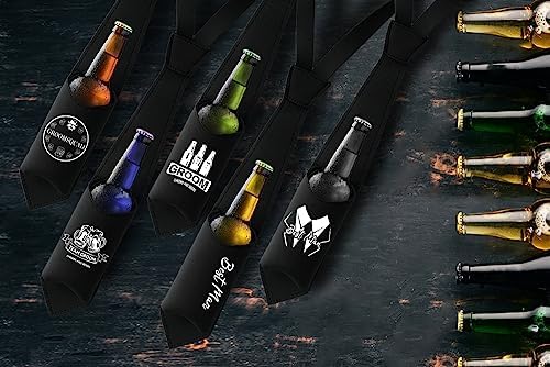 PartyGiftsbeyond Groomsmen Proposal Gifts 7pcs Funny Bottle Can Holder Necktie