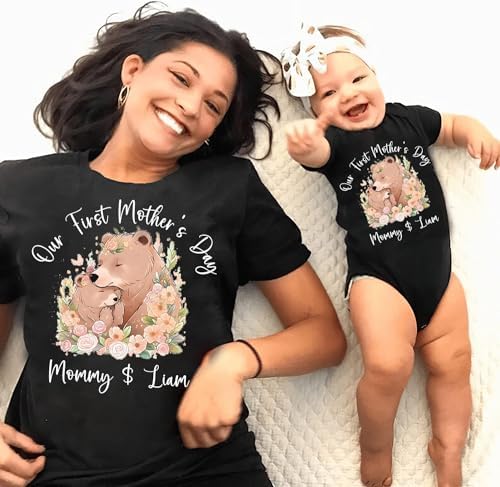 NAZENTI Mom Baby Matching First Mothers Day Shirts