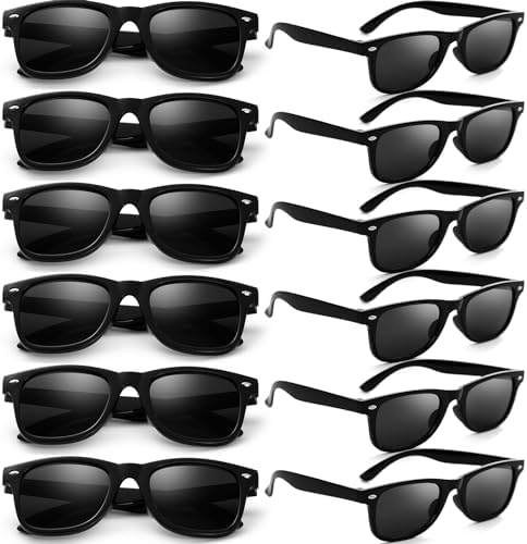Dwenarry Retro Black Sunglasses Pack of 12 for Men Women