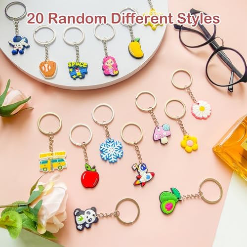 Jongdari 20pcs Cute Kids Keychains with Cartoon Designs