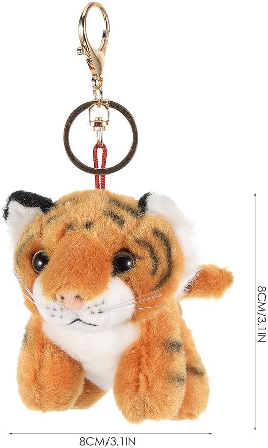 LOGOFUN 4PCS Plush Tiger Keychains for Backpacks Purses