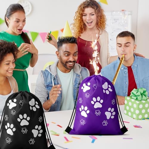 Weewooday 16 Pcs Paw Print Drawstring Backpack Bags
