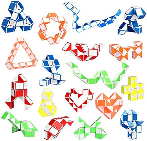 Ganowo 18 Pack Fidget Snake Cube Puzzle Toys for Kids Teens