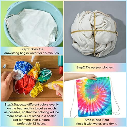 Saintrygo 12-Pack White Drawstring Tote Bags for Tie Dye and DIY