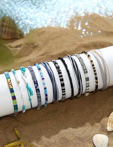 LOLIAS 24 Pieces Waterproof String Bracelets for Women