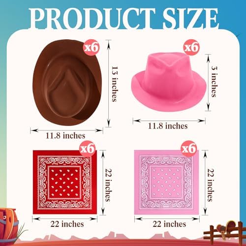 Haysandy 24 Piece Western Cowboy Hat Set for Kids