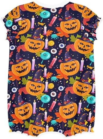 Emelivor Halloween Pumpkin Candle Bodysuits for Baby Girls 3M-24M