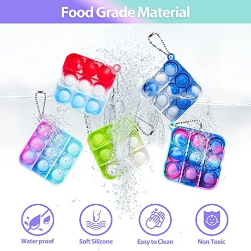 Genuvi Pop Fidget Toys 30 Pack Mini Keychain Fidget Toy for Kids