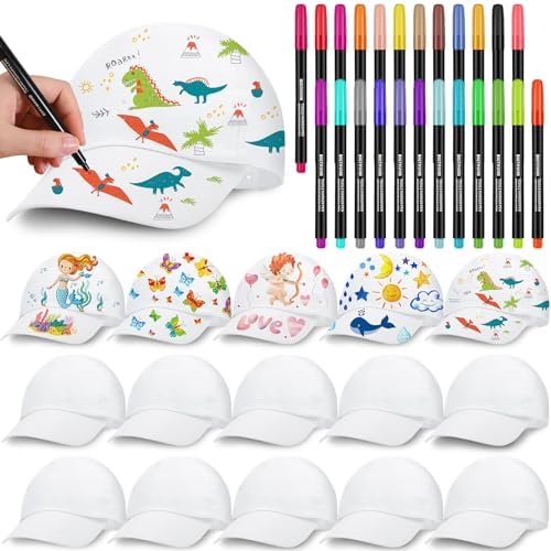 Back to School White Baseball Hats Bulk DIY for Kids