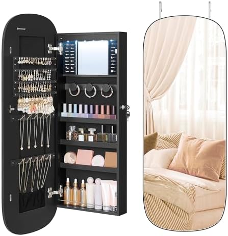 SONGMICS Jewelry Organizer Cabinet with LED Mirror