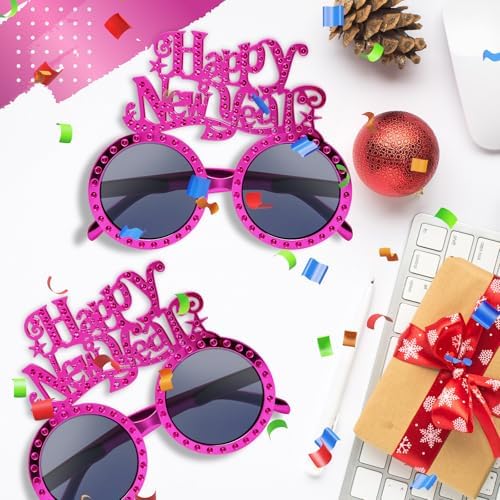 2025 Happy New Year Eyeglasses Glitter Round Funny Party Glasses