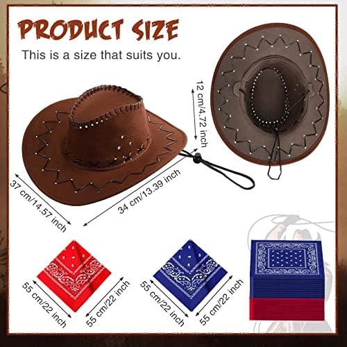 Zhanmai 24 Pcs Cowboy Hats With Bandana Party Pack