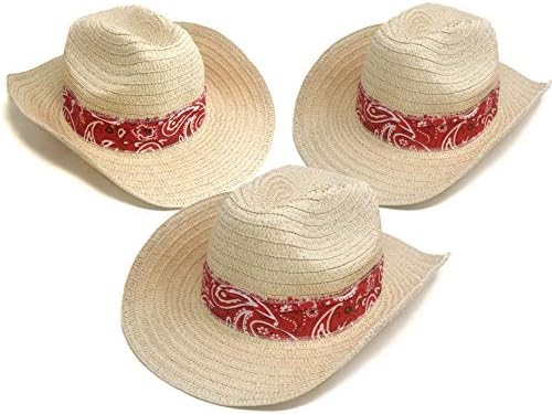 Podzly 12 Piece Straw Cowboy Hats - Stylish Western Hats for Men Women