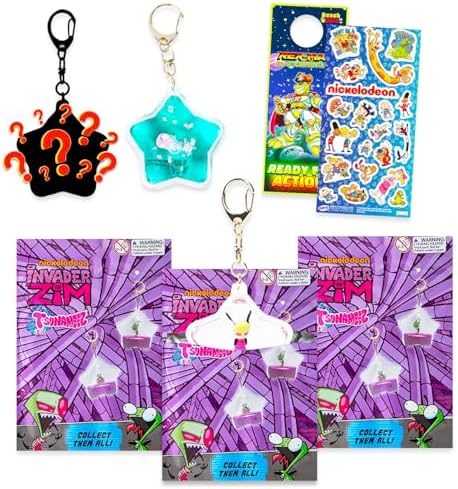Tsunameez Invader Zim Keychain Set with 3 Blind Bags and Stickers
