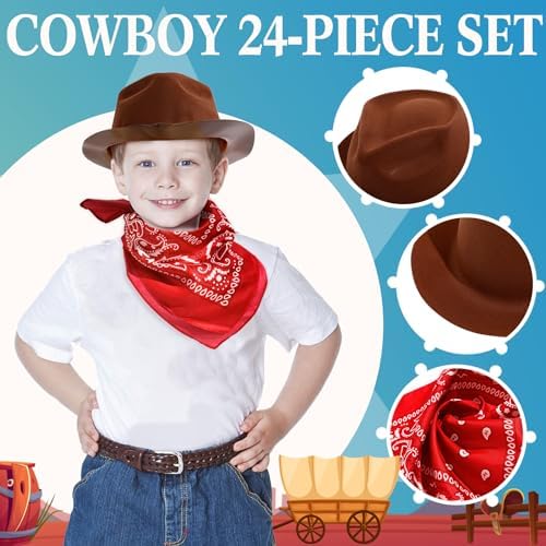 Haysandy 24 Piece Western Cowboy Hat Set for Kids