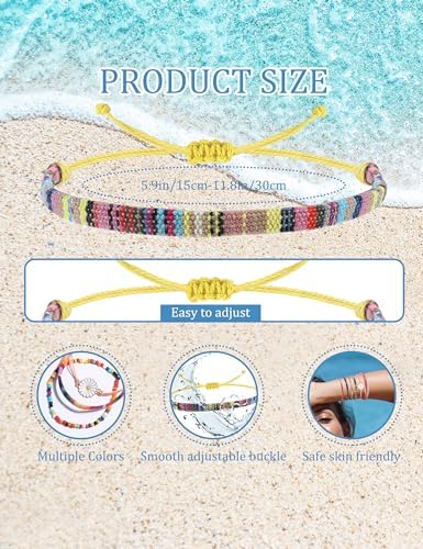 LOLIAS 24 Pieces Waterproof String Bracelets for Women