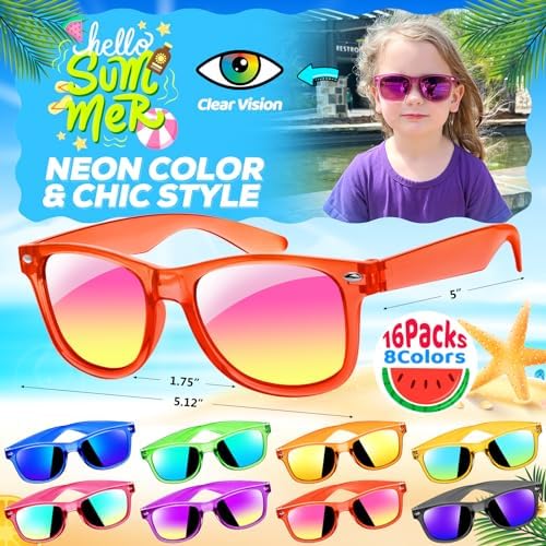 Joycover Kids Sunglasses Bulk 16PCS UV400 Protection