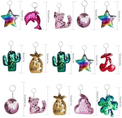 Outee 15 Pcs Sequin Keychain Set