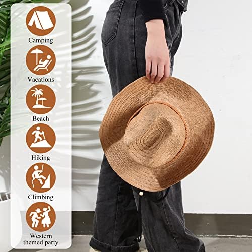 JaGely 12 Pcs Straw Cowboy Hats for Women Men